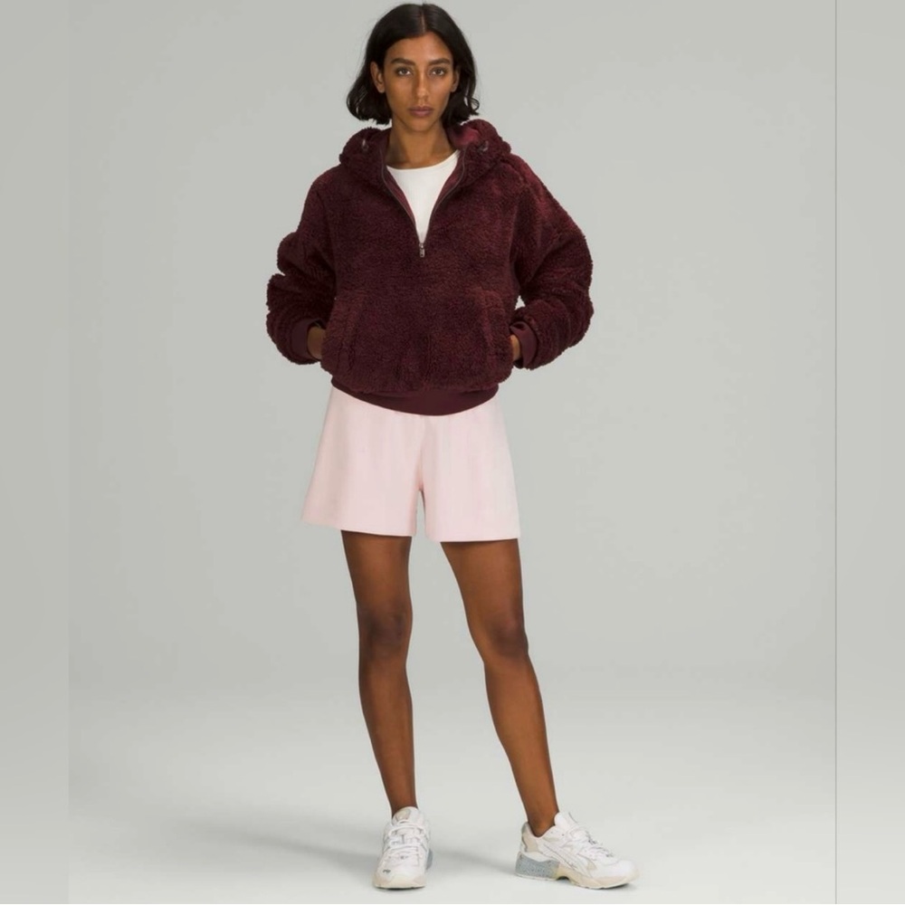 Lululemon Textured Fleece Oh So Sherpa Half
Zip Hoodie in Red BNWT Size 8